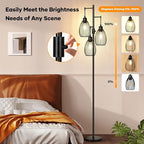 Dimmable Floor Lamp, 3 x 800LM LED Edison Bulbs Included