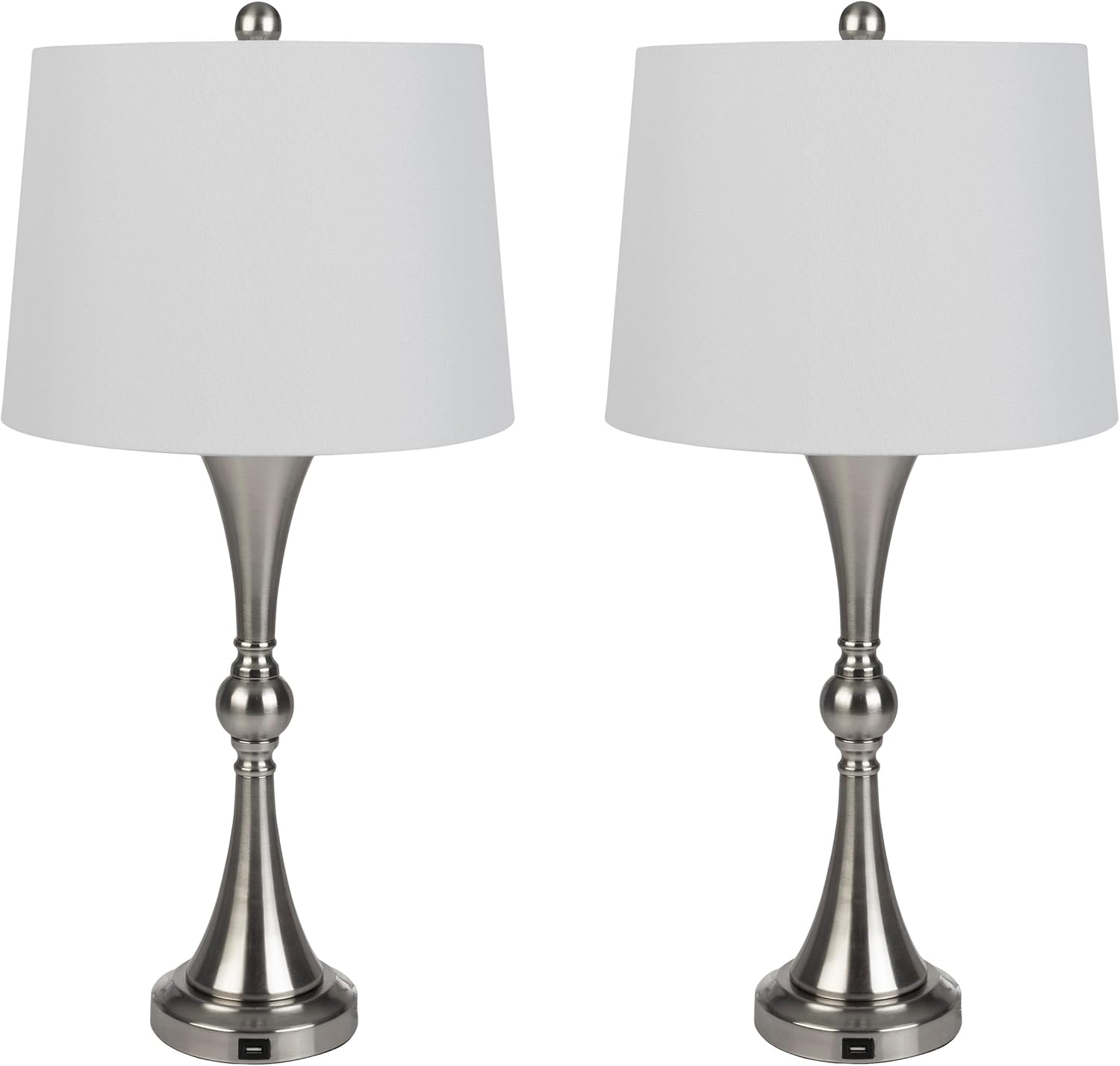 Lavish Home Set of 2 Table Lamps - Lamps with USB Charging Ports, Touch Control