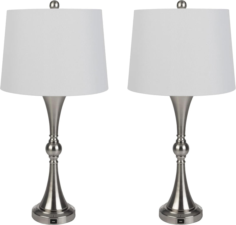 Lavish Home Set of 2 Table Lamps - Lamps with USB Charging Ports, Touch Control