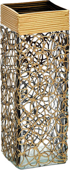 Gold Glass Vase Square vase Art Decorated Glass Vase for Flowers
