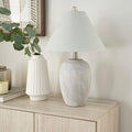 Nourison 23" Grey Vintage Distressed Ceramic Pot Table Lamp for Bedroom